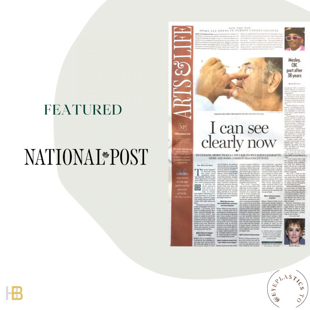 Featured in National Post
Top five myths related to cataracts and cataract surgery